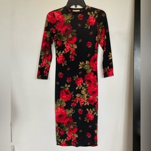 Body con rose garden midi dress size S/M
